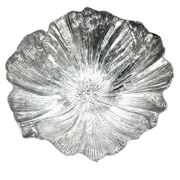 Michael Aram Rare Textured Poppy 13.5" Large Metal Salad Serving Bowl-Stunning - Picture 1 of 6